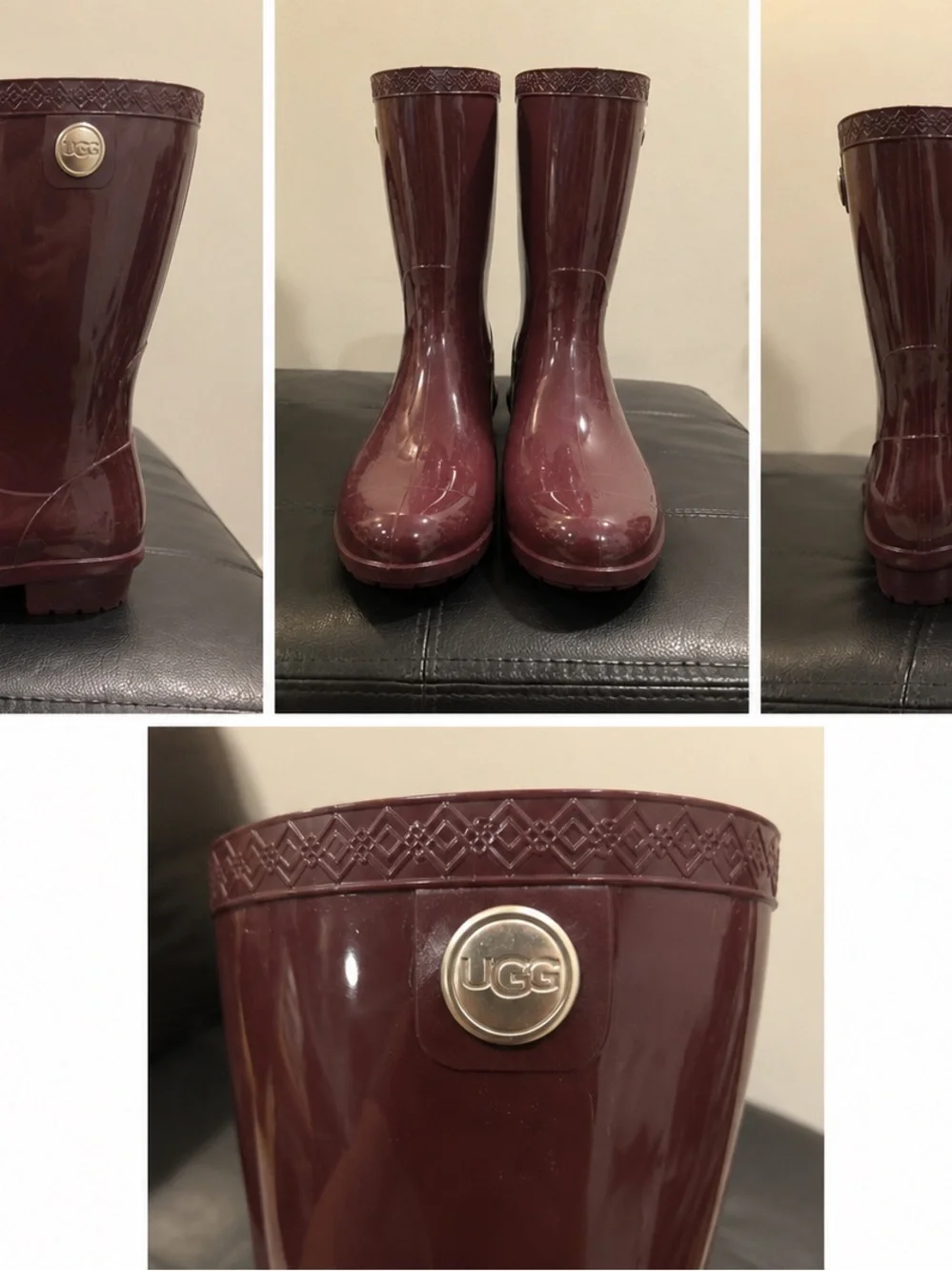 UGG Glossy Wine Red Rain Boots